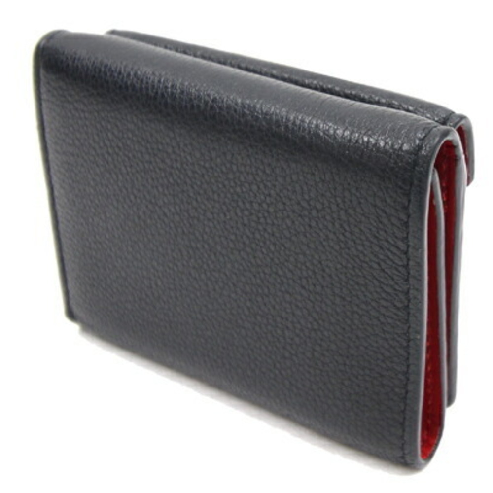 PRADA Tri-fold Wallet 1MH021 Black Red Leather Compact Women's - Picture 2 of 10